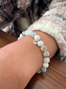 Amazonite Bracelet with Gold Wave Charm