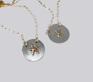 Mixed Metal Starfish Medallion Necklace