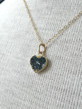 Load image into Gallery viewer, Deep Blue Druzy Heart Charm Neccklace