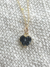 Load image into Gallery viewer, Deep Blue Druzy Heart Charm Neccklace