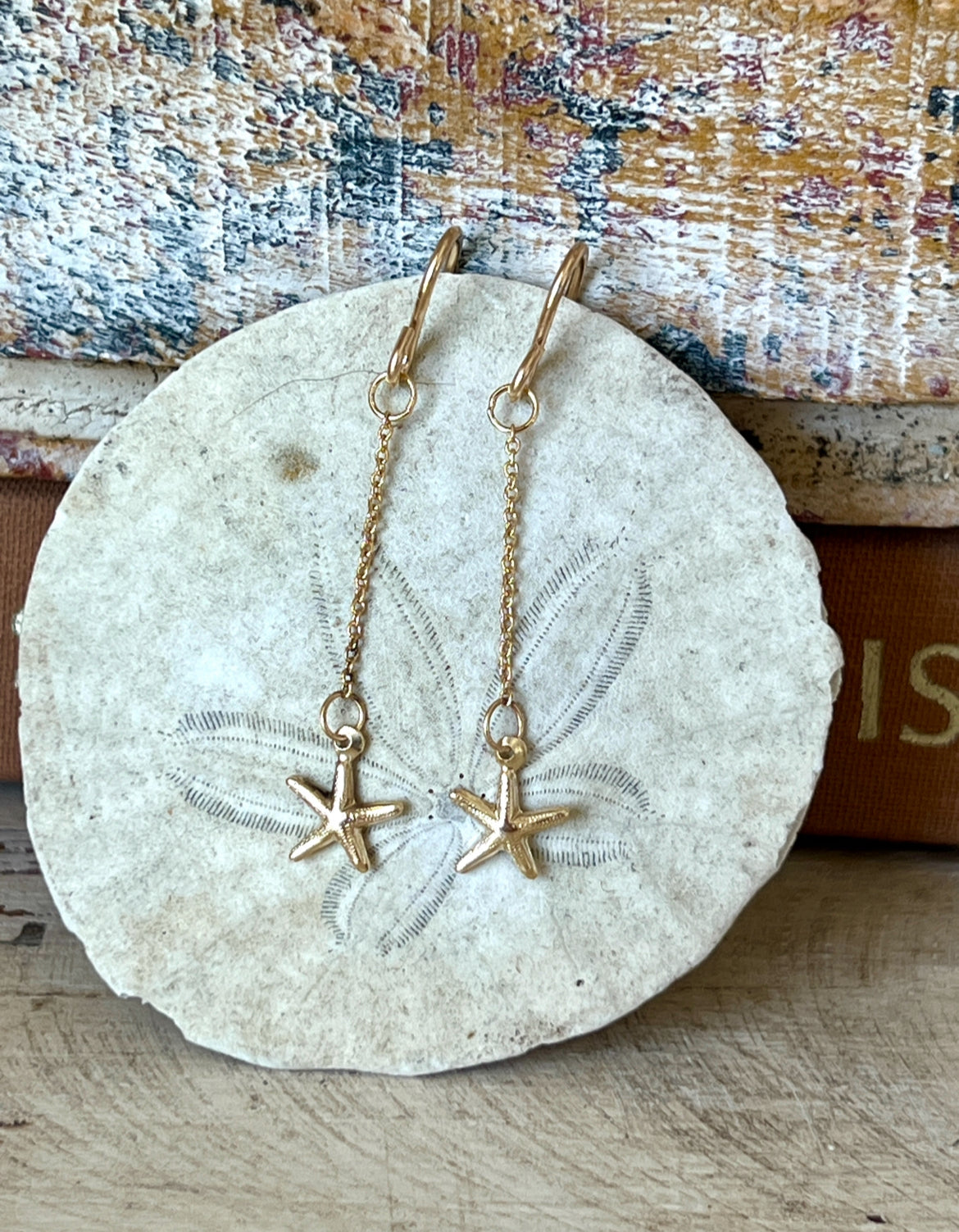 Gold Starfish Dangle Earrings