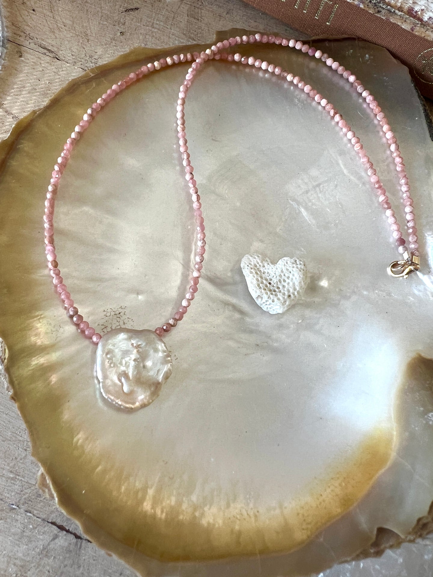 Petal Pearl & Rhodochrosite Necklace