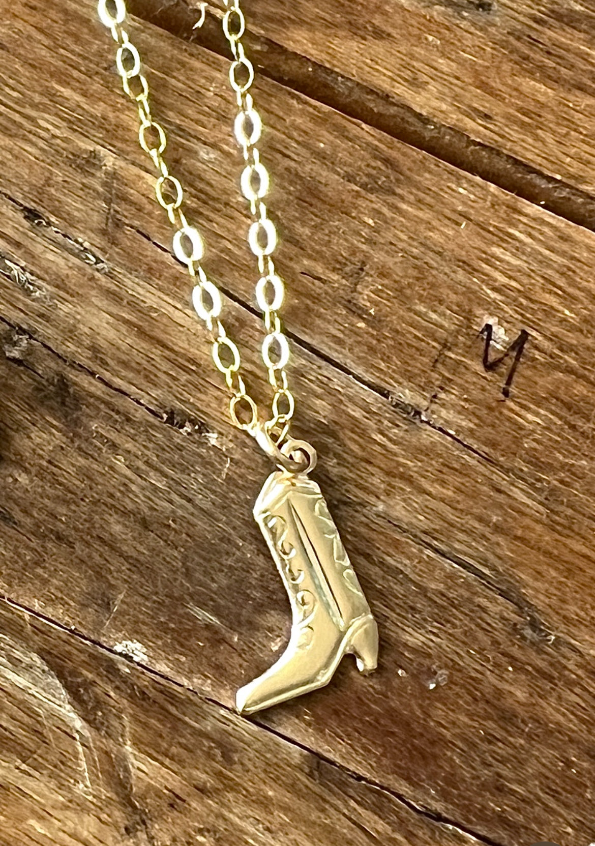 Gold Fill Cowboy Boot Necklace