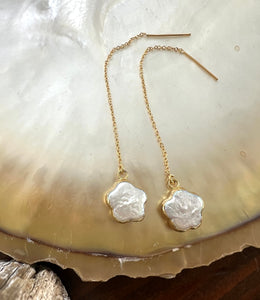 Flower Pearl Threader Earrings