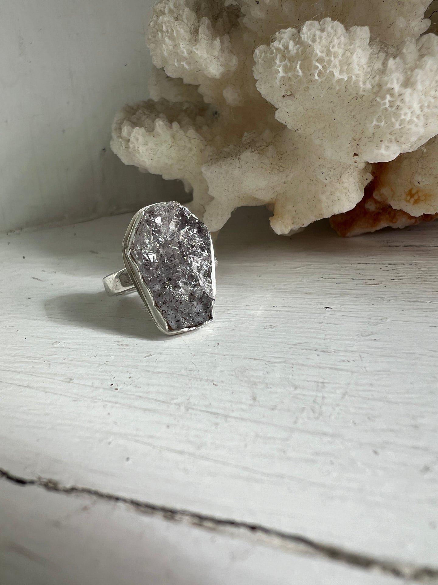 Druzy Coffin Ring