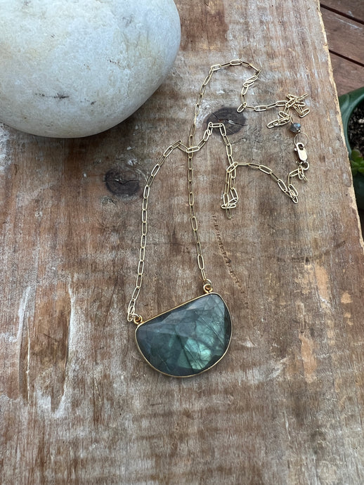 Waxing Gibbous Moon in Labradorite Necklace