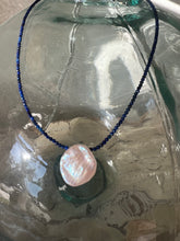 Load image into Gallery viewer, Petal Pearl and Lapis Lazuli Necklace