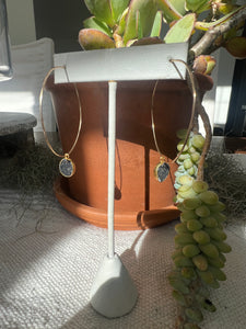 Deep Blue Druzy Hoops