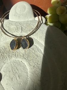 Deep Blue Druzy Hoops