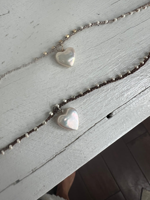 Happy Heart in Sterling or Gold Fill Macrame Chain