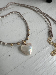Happy Heart in Sterling or Gold Fill Macrame Chain
