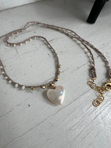 Happy Heart in Sterling or Gold Fill Macrame Chain