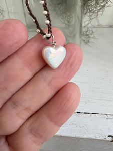 Happy Heart in Sterling or Gold Fill Macrame Chain