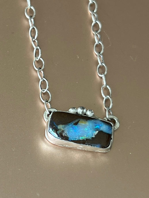 Belle Australian Boulder Opal Bar Necklace