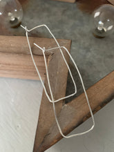 Load image into Gallery viewer, Silver Rectangle Hoop Earrings