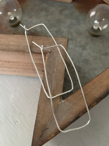 Silver Rectangle Hoop Earrings
