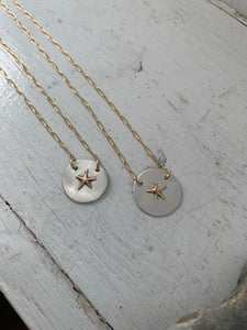 Mixed Metal Starfish Medallion Necklace