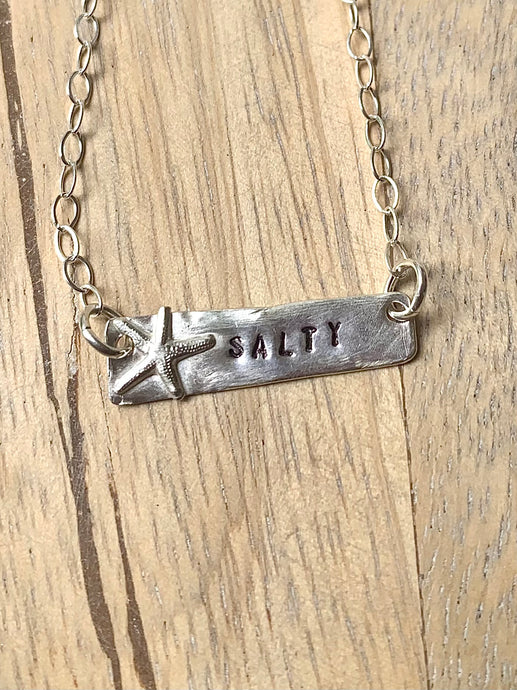 Salty Starfish Bar Necklace in Sterling