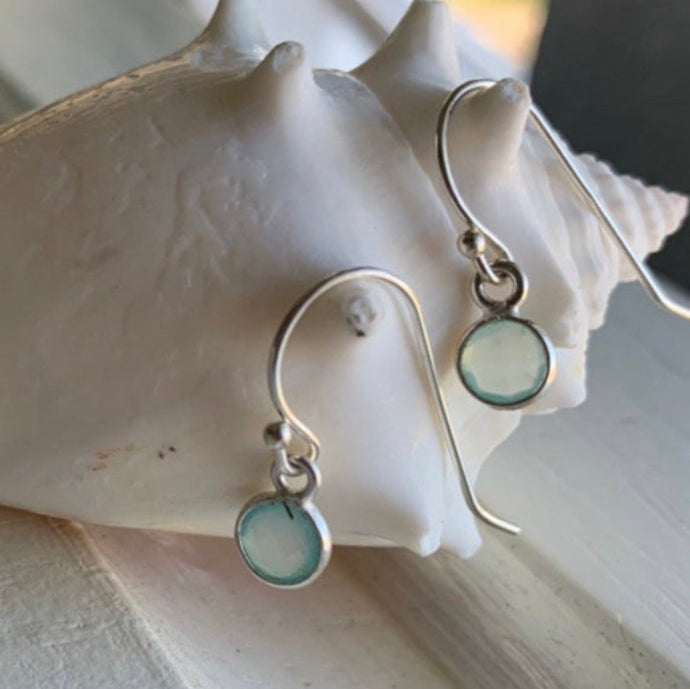 Tiny Aquamarine Drop Earrings