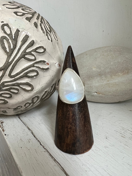 Large Moonstone Pear ring
