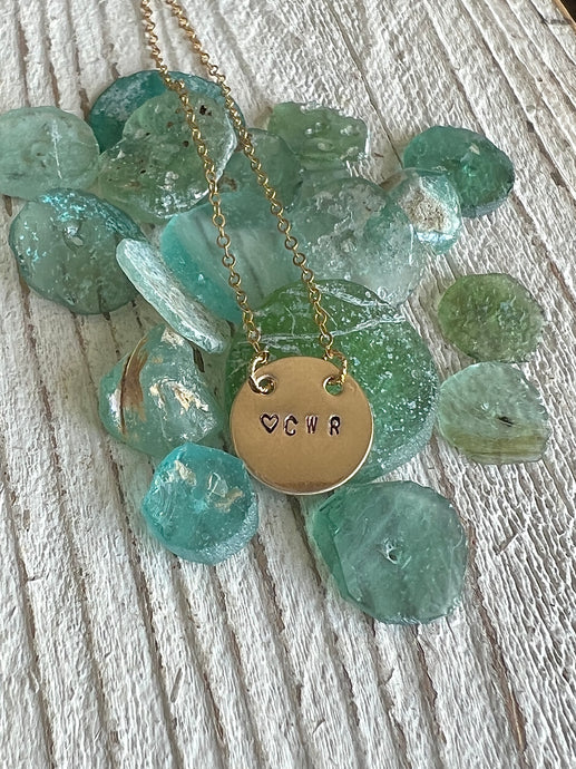 Custom Stamped Gold Disc Charm Necklace