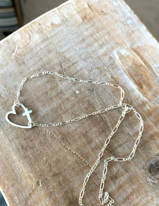 Sterling Silver Cross Your Heart Necklace
