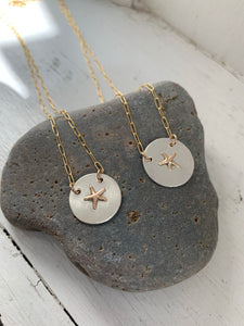 Mixed Metal Starfish Medallion Necklace