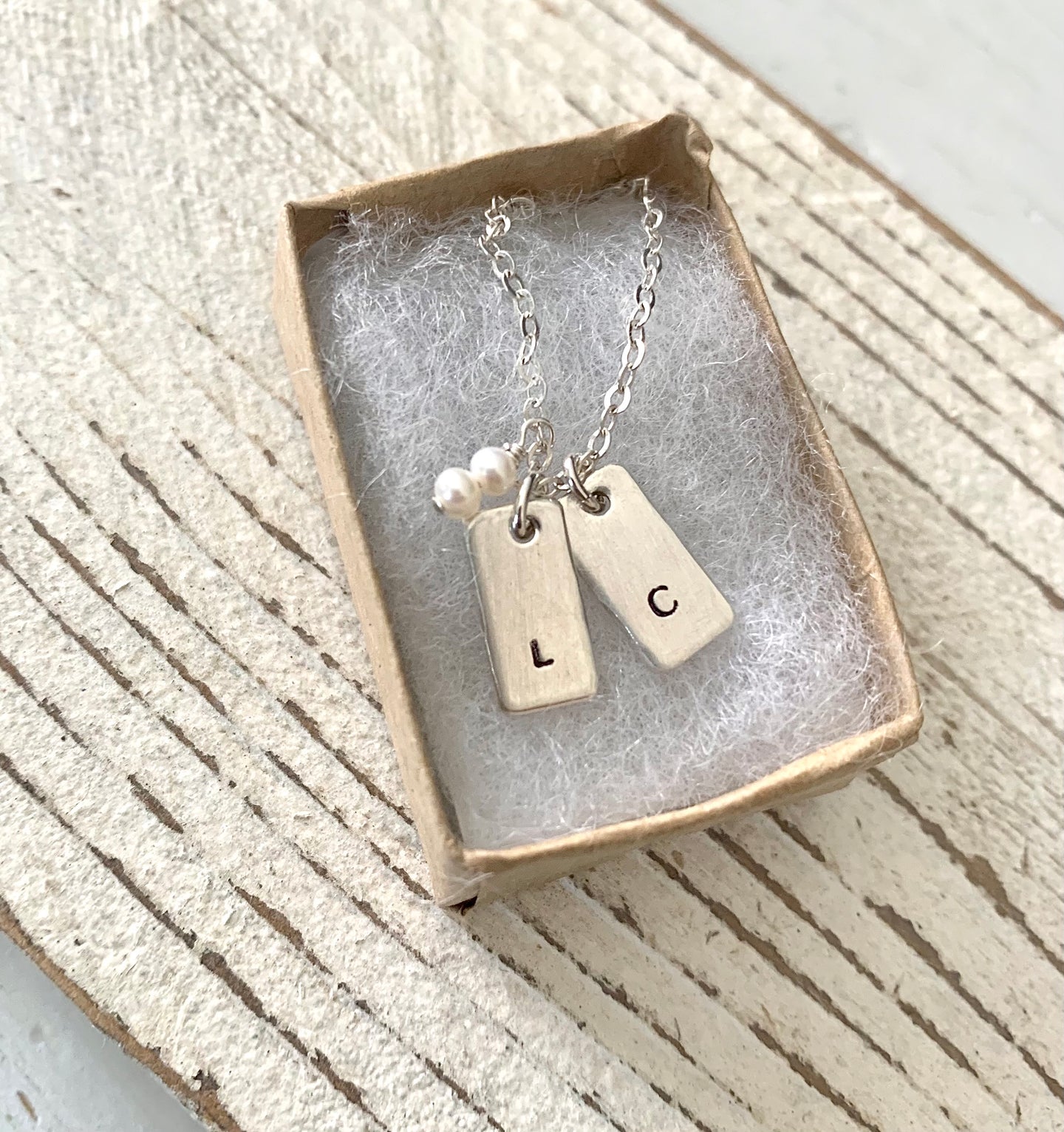 Rectangle Initial Necklace