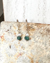 Load image into Gallery viewer, Lucky Charm Emerald &amp; Pearl Earrings