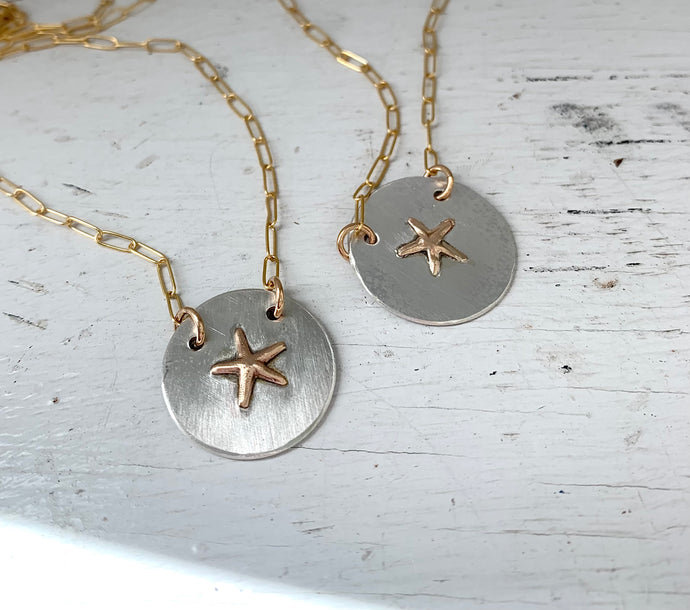 Mixed Metal Starfish Medallion Necklace